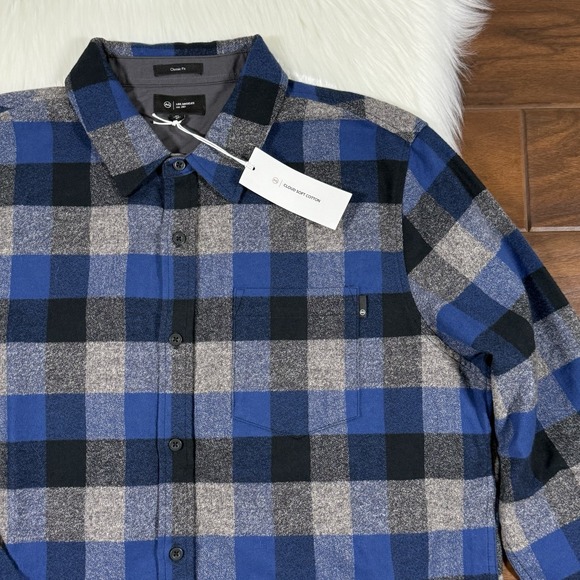 AG Adriano Goldschmied Men's Size XL Plaid Cloud Soft Flannel‎ Aiden Shirt - Picture 2 of 9